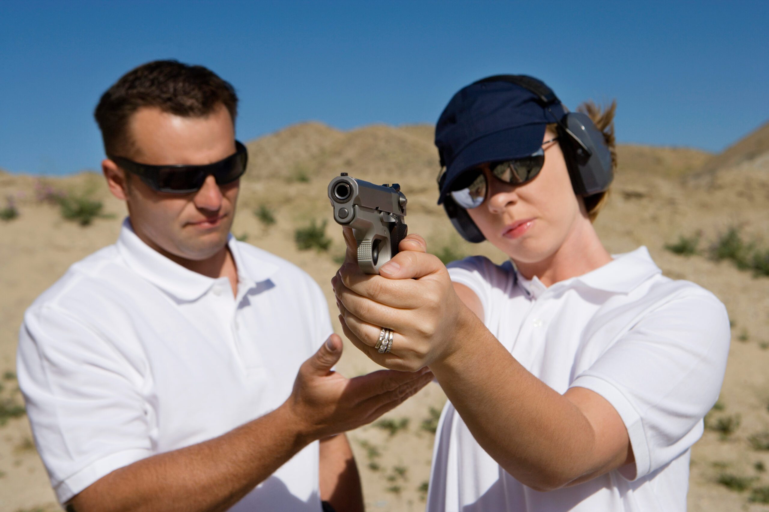 women's beginner pistol class training environment