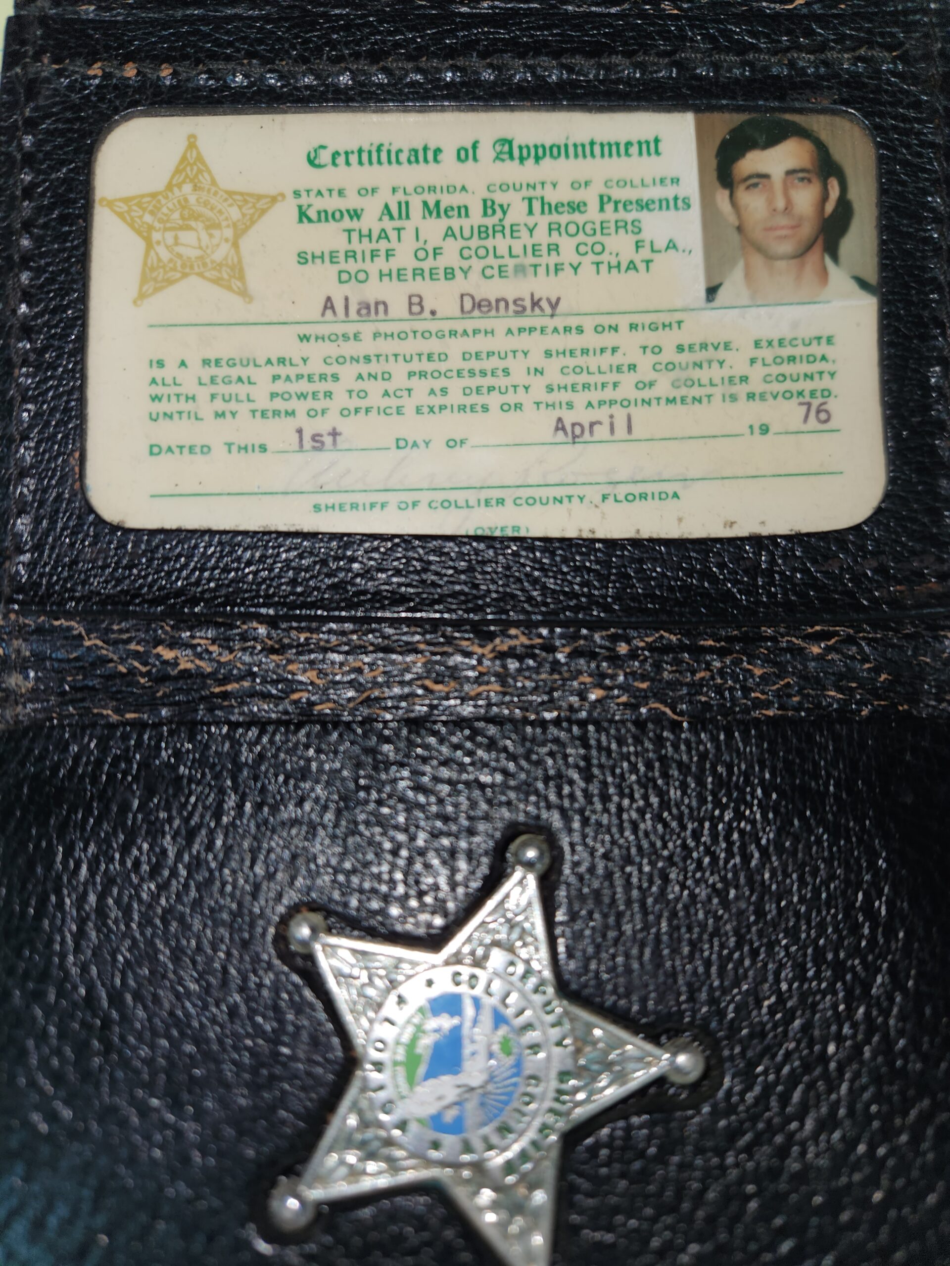 Collier County Deputy Sheriff's badge and ID of Alan B. Densky
