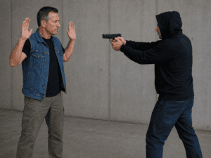 feign compliance when attacked by armed suspect