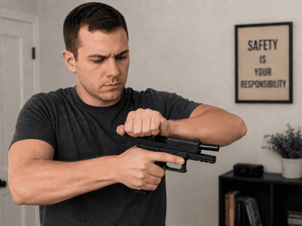 racking the pistol slide